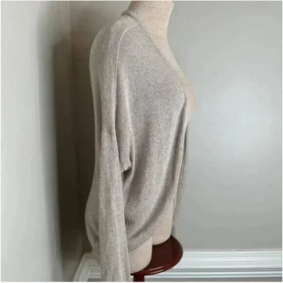 AG Adriano Goldschmied Tan with Gold Metallic Flecks Open Front Cardigan Small - Picture 3 of 6